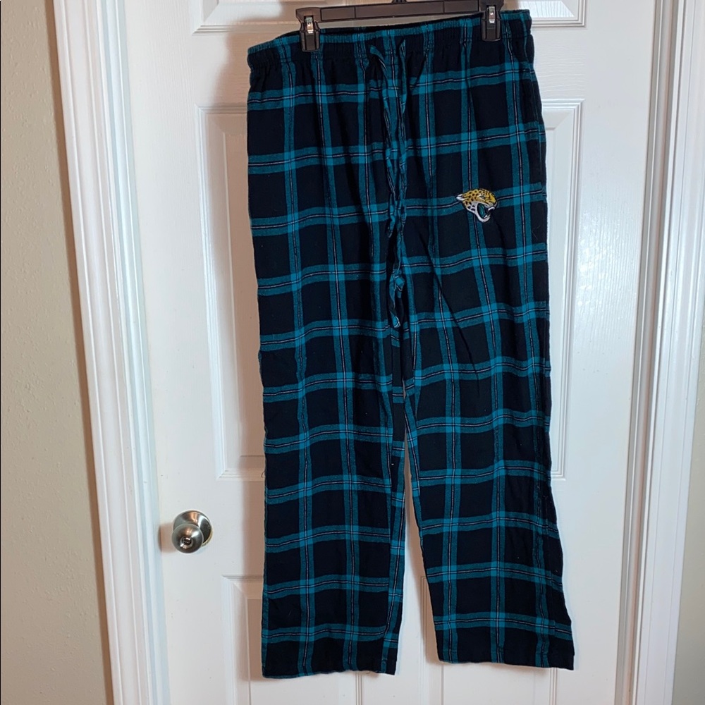 Jacksonville Jaguars Men Plaid Lounge Pants with NFL Team Emblem Size XL